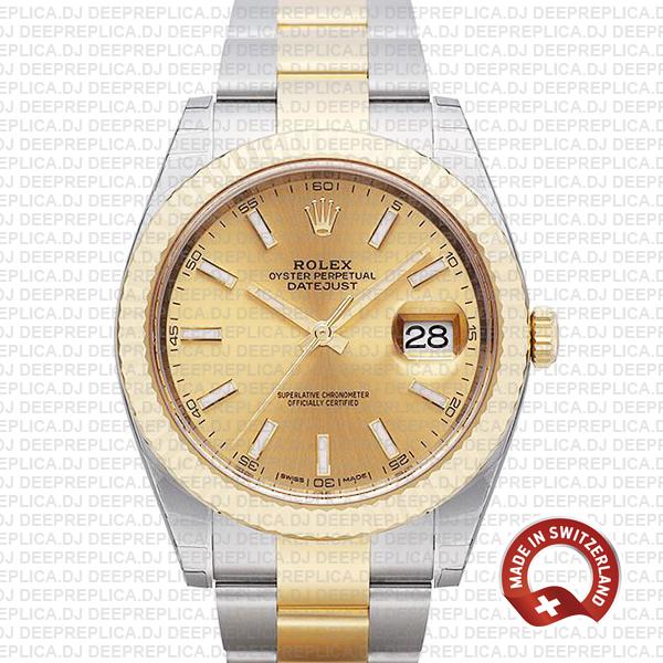 Rolex Datejust Gold Dial Two-Tone | Fluted Bezel Replica Watch